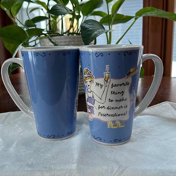 Set of 2 tall mugs “My favorite thing to make for dinner is reservations” - Picture 1 of 6
